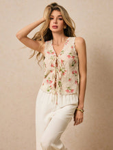Women's Vacation Casual Floral Print Tie Front Sleeveless Shirt
